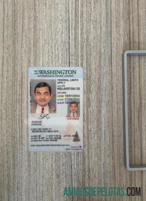 EUA Washington Under 21 Carteira de habilitação intermediária fotolook frente exemplo real